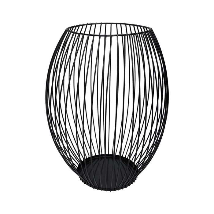 QUVIO Kaarsenhouder met frame - ø9x21 cm - Rond - Metaal - Zwart