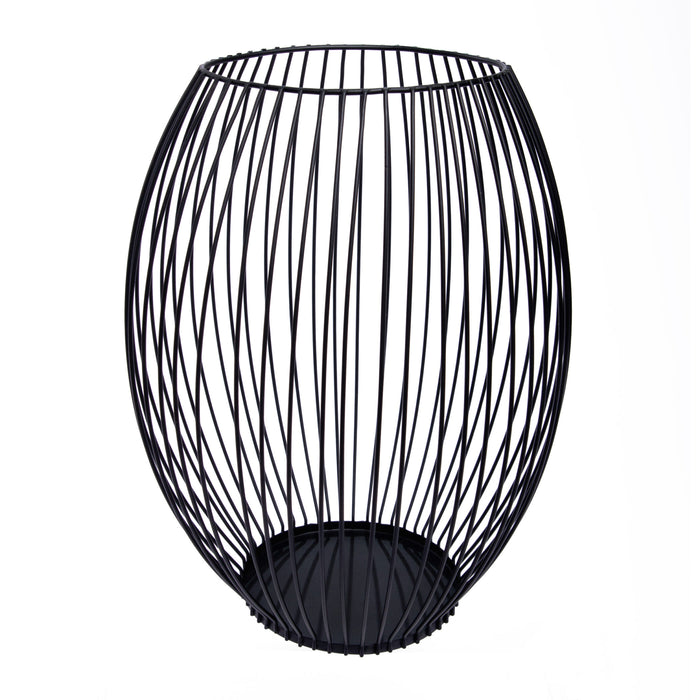 QUVIO Kaarsenhouder met frame - 24 cm - Rond - Metaal - Zwart