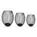 QUVIO Kaarsenhouder met frame - 3 maten - Rond - Metaal - Zwart - Set van 3