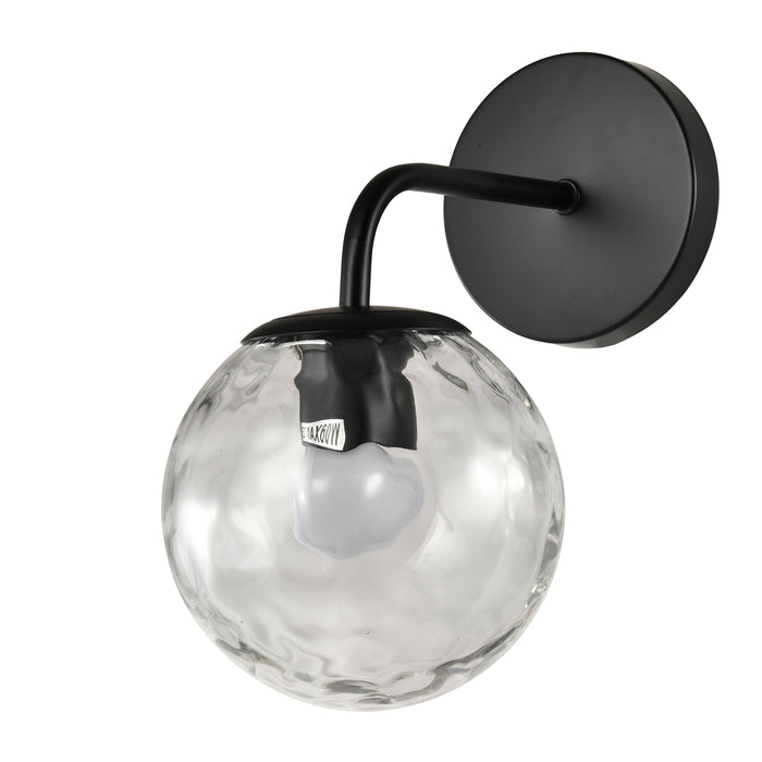 QUVIO Zwarte wandlamp - Met glazen bol - Metaal - Glas - Zwart