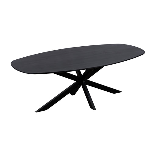 QUVIO Eettafel Sofia - Deens Ovaal - 180 x 90 cm - Stalen kruispoot - FSC® gecertificeerd mangohout - Zwart