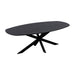 QUVIO Eettafel Sofia - Deens Ovaal - 180 x 90 cm - Stalen kruispoot - FSC® gecertificeerd mangohout - Zwart