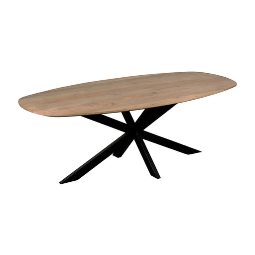 QUVIO Eettafel Sofia - Deens Ovaal - 180 x 90 cm - Stalen kruispoot - FSC® gecertificeerd mangohout - Naturel