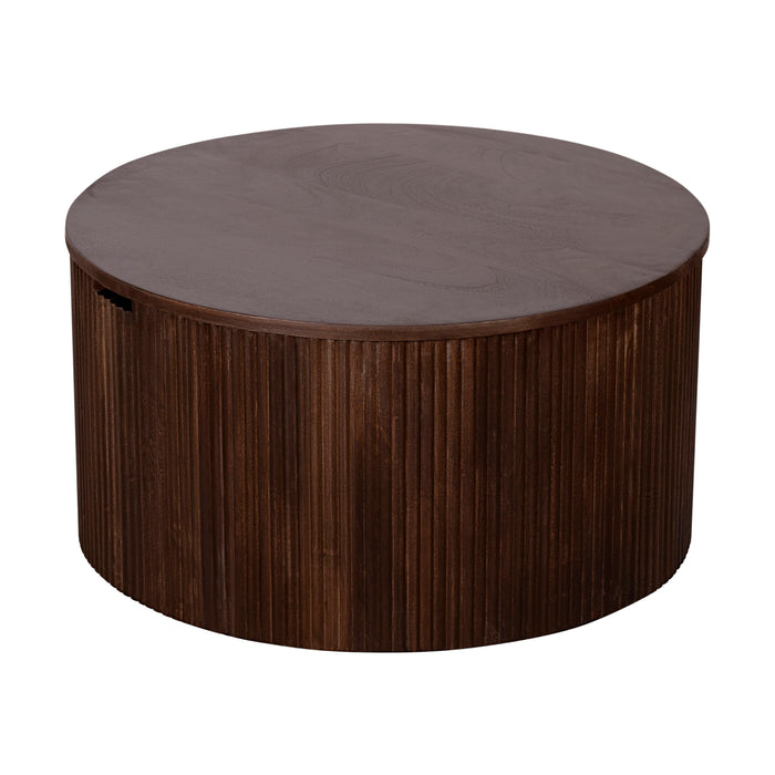 Lewis & Loft Salontafel Lonne - FSC® mangohout - Met opbergruimte - ⌀70 cm - Walnoot bruin