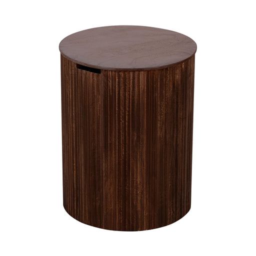Lewis & Loft Bijzettafel Lonne - FSC® mangohout - Met opbergruimte - ⌀40 cm - Walnoot bruin