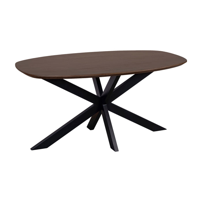 QUVIO Eettafel Sofia - Deens Ovaal - 160 x 90 cm - Stalen kruispoot - FSC® gecertificeerd mangohout - Walnoot bruin