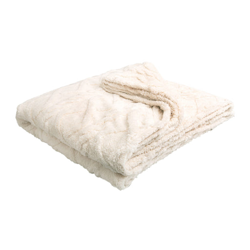 QUVIO Plaid met patroon - Poleyester - 200x230 cm - Beige