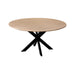 QUVIO Eettafel Sofia - Rond - Stalen kruispoot - FSC®-gecertificeerd mangohout - ø150 cm - Naturel