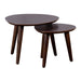 Lewis & Loft Salontafel Lela - Driehoekig - FSC®-gecertificeerd mangohout - Walnoot bruin - Set van 2