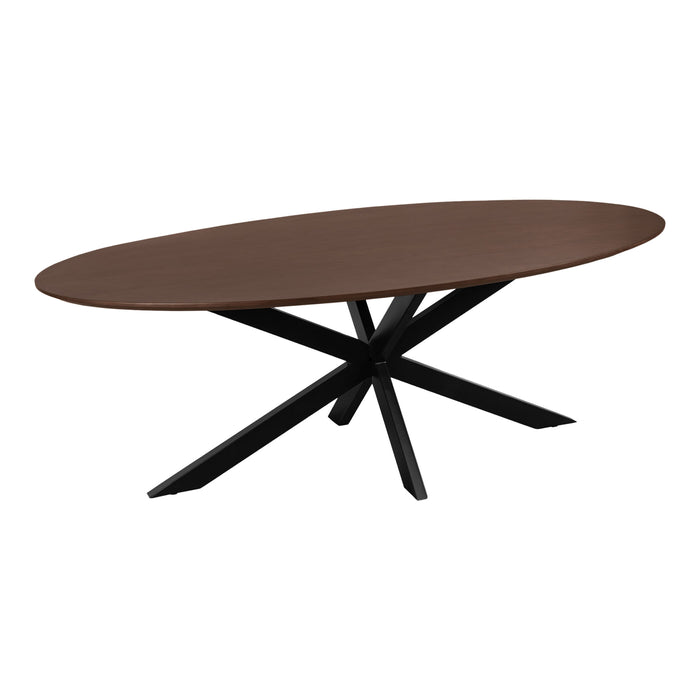 QUVIO Eettafel Sofia - Ovaal - 220x100 cm - Stalen kruispoot - FSC® gecertificeerd mangohout - Bruin