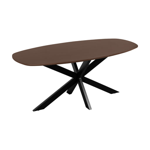 QUVIO Eettafel Sofia - Deens ovaal - 160x90 cm - Stalen kruispoot - FSC®-gecertificeerd mangohout - Bruin