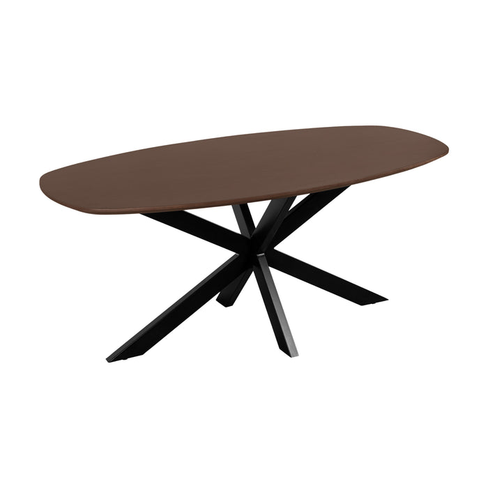 QUVIO Eettafel Sofia - Deens ovaal - 160x90 cm - Stalen kruispoot - FSC®-gecertificeerd mangohout - Bruin