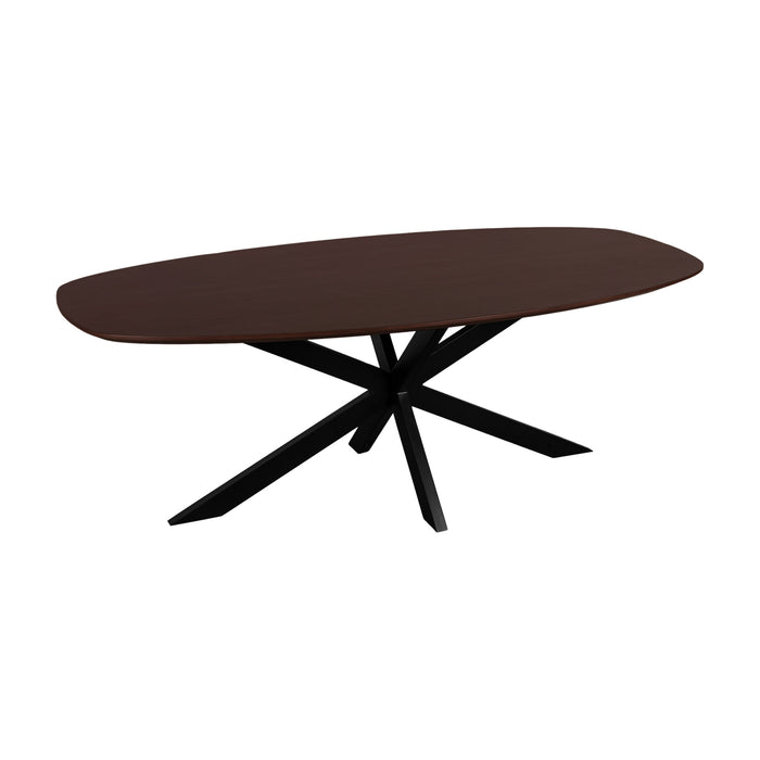 QUVIO Eettafel Sofia - Deens ovaal - 220x110cm - Stalen kruispoot - FSC®-gecertificeerd mangohout - Walnoot bruin