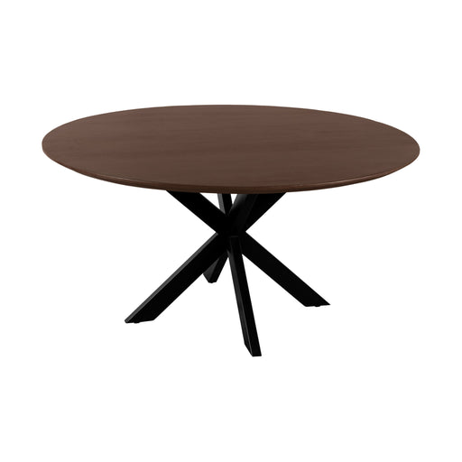QUVIO Eettafel Sofia ø150 cm stalen kruispoot FSC®-gecertificeerd mangohout bruin