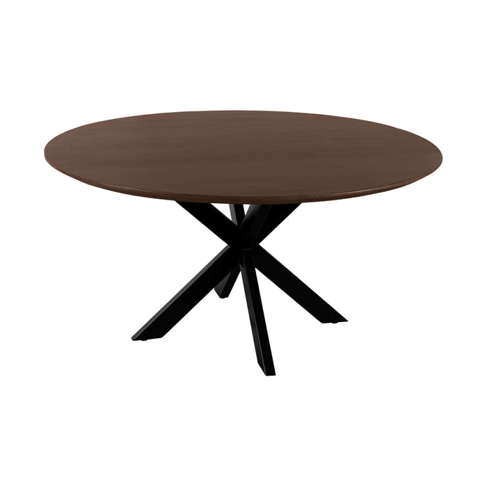 QUVIO Eettafel Sofia ø150 cm stalen kruispoot FSC®-gecertificeerd mangohout bruin