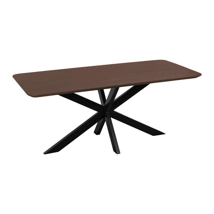 QUVIO Eettafel Sofia - Rechthoekig - Stalen kruispoot - FSC®-gecertificeerd mangohout - 180×90 cm - Bruin