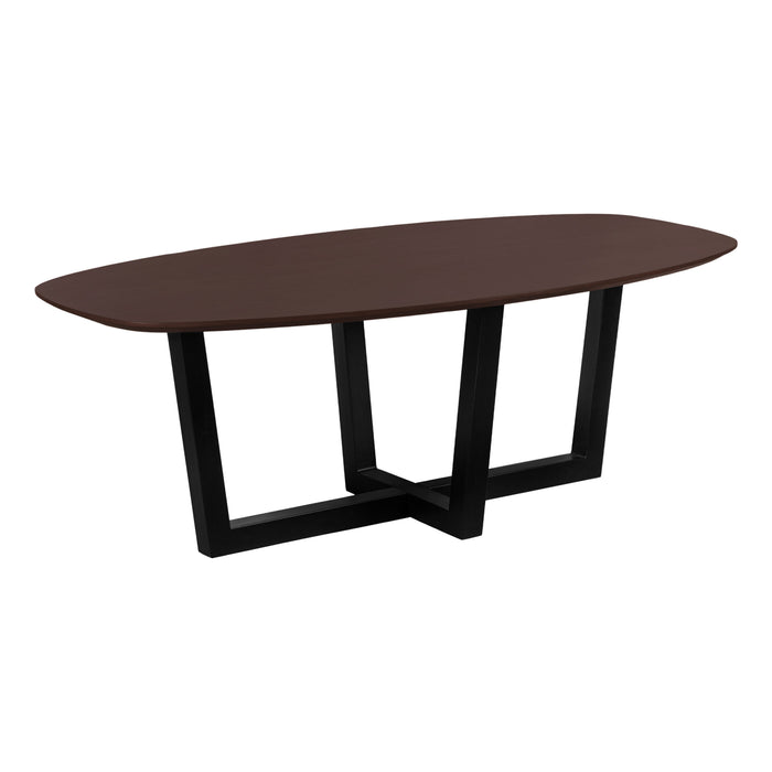 QUVIO Eettafel Sofia - Deens ovaal - 220x110 cm - W-poot - FSC® gecertificeerd mangohout - Walnoot bruin