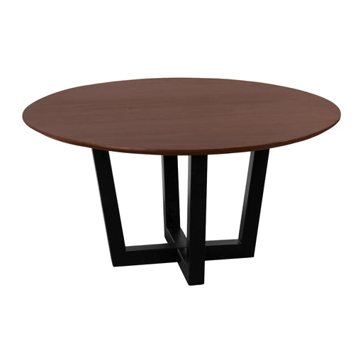 QUVIO Eettafel Sofia - Rond - ø130 cm - W-poot - FSC® gecertificeerd mangohout - Bruin