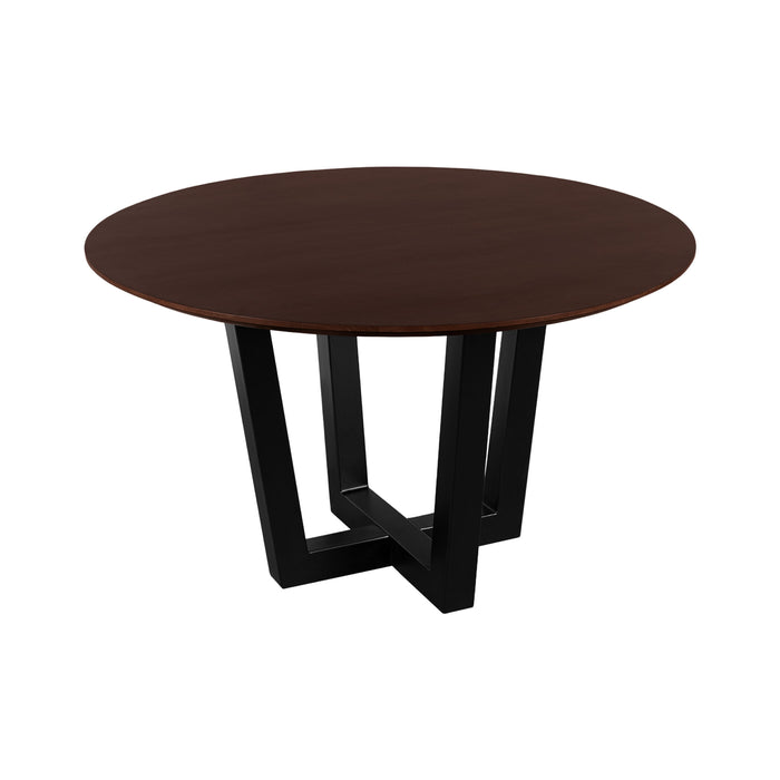QUVIO Eettafel Sofia - Rond - ø130 cm - W-poot - FSC® gecertificeerd mangohout - Walnoot bruin