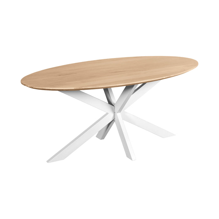 QUVIO Eettafel Sofia Ovaal 180x90 cm Witte kruispoot FSC® gecertificeerd mangohout Naturel