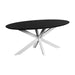 QUVIO Eettafel Sofia - Ovaal - 180x90 cm - Witte kruispoot - FSC® gecertificeerd mangohout - Zwart
