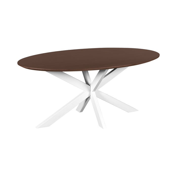 QUVIO Eettafel Sofia - Ovaal - 180x90 cm - Witte kruispoot - FSC® gecertificeerd mangohout - Bruin
