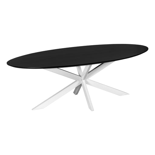 QUVIO Eettafel Sofia - Ovaal - 220x100 cm - Witte kruispoot - FSC® gecertificeerd mangohout - Zwart