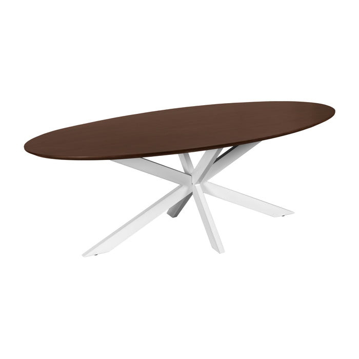 QUVIO Eettafel Sofia - Ovaal - 220x100 cm - Witte kruispoot - FSC® gecertificeerd mangohout - Bruin