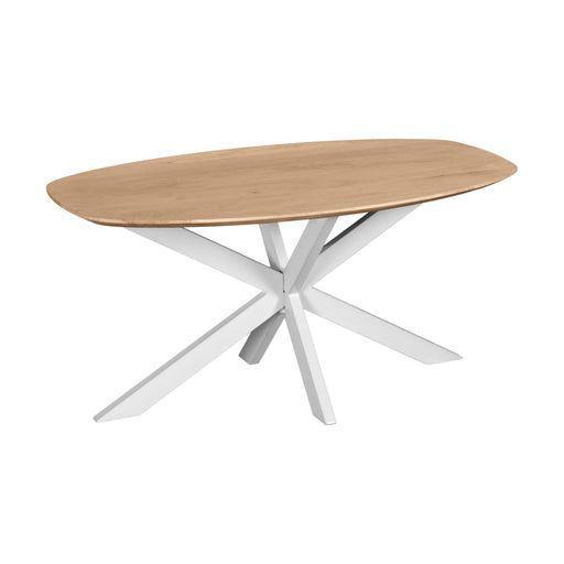 QUVIO Eettafel Sofia - Deens ovaal - 160x90 cm - Witte kruispoot - FSC® gecertificeerd mangohout - Naturel