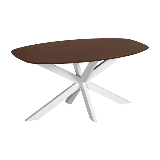QUVIO Eettafel Sofia - Deens ovaal - 160x90 cm - Witte kruispoot - FSC® gecertificeerd mangohout - Bruin