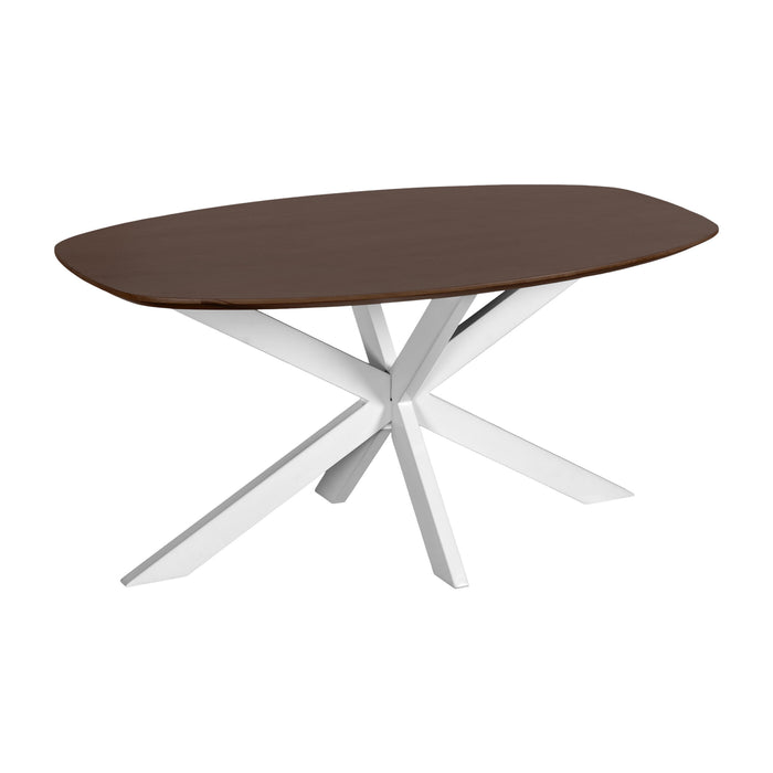 QUVIO Eettafel Sofia - Deens ovaal - 160x90 cm - Witte kruispoot - FSC® gecertificeerd mangohout - Walnoot bruin