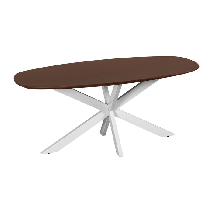 QUVIO Eettafel Sofia - Deens ovaal - 180x90 cm - Witte kruispoot - FSC® gecertificeerd mangohout - Bruin