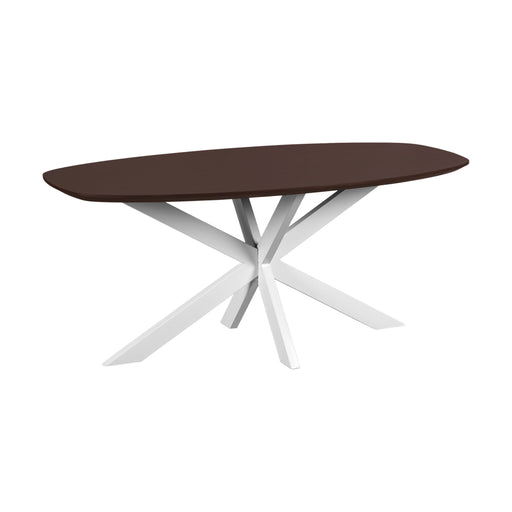 QUVIO Eettafel Sofia - Deens ovaal - 180x90 cm - Witte kruispoot - FSC® gecertificeerd mangohout - Walnoot bruin