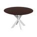 QUVIO Eettafel Sofia - Rond - ø120 cm - Witte kruispoot - FSC® gecertificeerd mangohout - Walnoot bruin