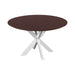 QUVIO Eettafel Sofia rond ø130 cm witte kruispoot FSC® gecertificeerd mangohout walnoot bruin