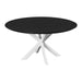 QUVIO Eettafel Sofia - Rond - ø150 cm - Witte kruispoot - FSC® gecertificeerd mangohout - Zwart