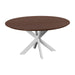 QUVIO Eettafel Sofia - Rond - ø130 cm - Witte kruispoot - FSC® gecertificeerd mangohout - Bruin