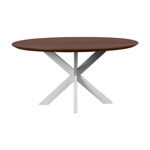 QUVIO Eettafel Sofia - Rond - ø150 cm - Witte kruispoot - FSC® gecertificeerd mangohout - Bruin