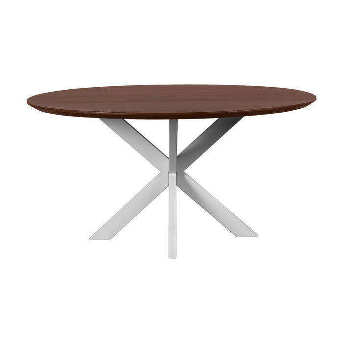 QUVIO Eettafel Sofia - Rond - ø150 cm - Witte kruispoot - FSC® gecertificeerd mangohout - Bruin
