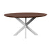 QUVIO Eettafel Sofia - Rond - ø150 cm - Witte kruispoot - FSC® gecertificeerd mangohout - Bruin