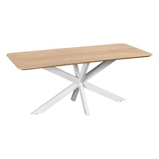 QUVIO Eettafel Sofia - Rechthoekig - Witte kruispoot - FSC®-gecertificeerd mangohout - 180x90 cm - Naturel