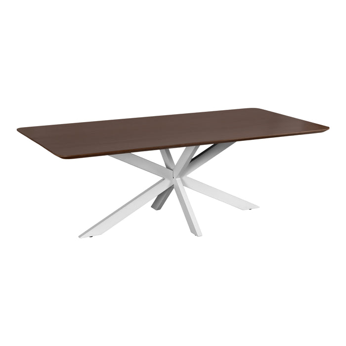 QUVIO Eettafel Sofia - Rechthoekig - Witte kruispoot - FSC®-gecertificeerd mangohout - 180x90 cm - Walnoot bruin