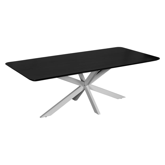 QUVIO Eettafel Sofia - Rechthoekig - Witte kruispoot - FSC®-gecertificeerd mangohout - 220x110 cm - Zwart