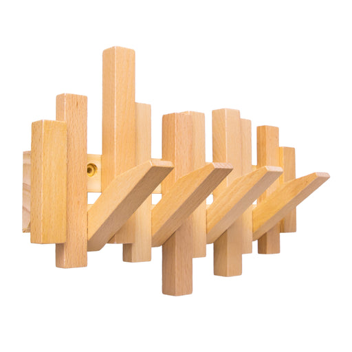 QUVIO Wandkapstok piano - Hout - 4 haken - Naturel