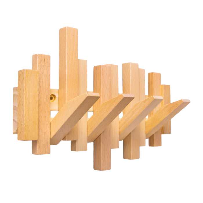 QUVIO Wandkapstok piano - Hout - 4 haken - Naturel