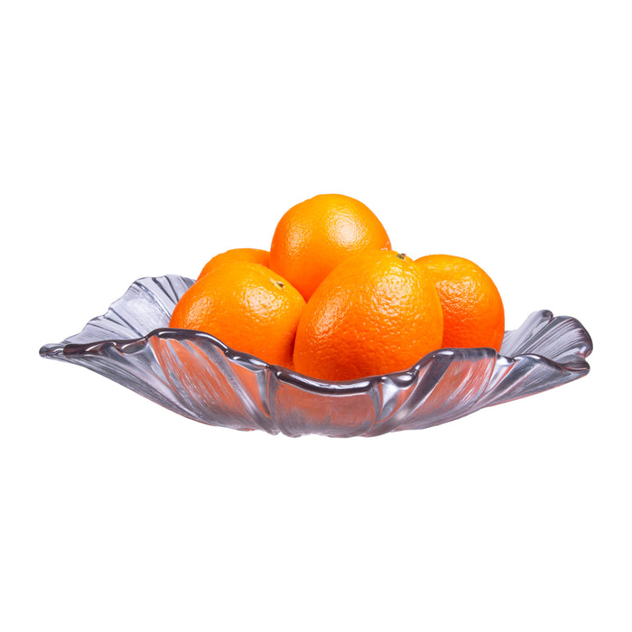 QUVIO Fruitschaal bloemvorm - Geplooid glas - Grijs