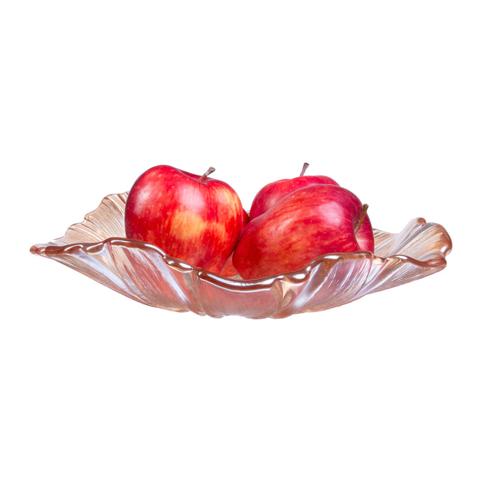 QUVIO Fruitschaal bloemvorm - Geplooid glas - Bruin