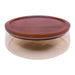 QUVIO Glazen opbergbak - Met deksel - Diameter 23 cm - Glas - Hout - Bruin