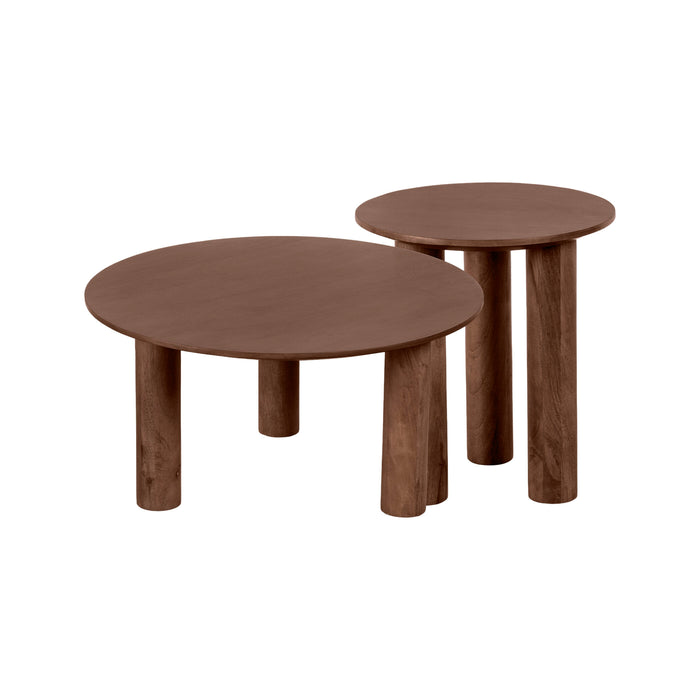 Lewis & Loft Salontafels Lian - Mangohout - Rond - Bruin - Klein en groot - Set van 2