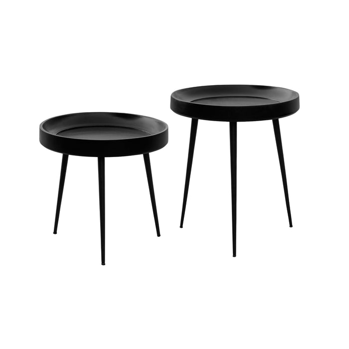 Lewis & Loft salontafels Luus mangohout metaal zwart set van 2